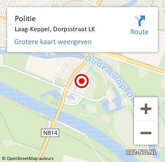 Locatie op kaart van de 112 melding: Politie Laag-Keppel, Dorpsstraat LK op 17 juli 2021 14:45