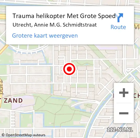 Locatie op kaart van de 112 melding: Trauma helikopter Met Grote Spoed Naar Utrecht, Annie M.G. Schmidtstraat op 17 juli 2021 14:52