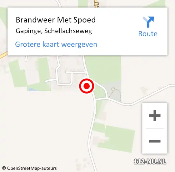 Locatie op kaart van de 112 melding: Brandweer Met Spoed Naar Gapinge, Schellachseweg op 17 juli 2021 15:00