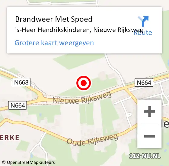 Locatie op kaart van de 112 melding: Brandweer Met Spoed Naar 's-Heer Hendrikskinderen, Nieuwe Rijksweg op 17 juli 2021 15:07