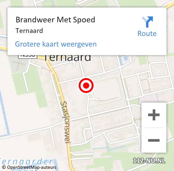 Locatie op kaart van de 112 melding: Brandweer Met Spoed Naar Ternaard op 17 juli 2021 15:11