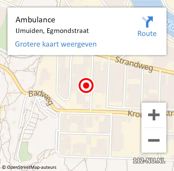 Locatie op kaart van de 112 melding: Ambulance IJmuiden, Egmondstraat op 17 juli 2021 15:17