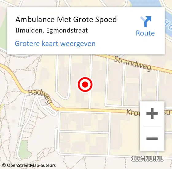 Locatie op kaart van de 112 melding: Ambulance Met Grote Spoed Naar IJmuiden, Egmondstraat op 17 juli 2021 15:18