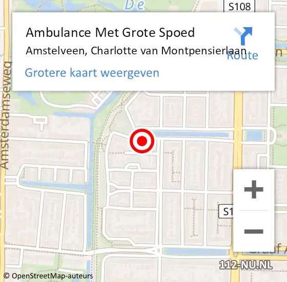 Locatie op kaart van de 112 melding: Ambulance Met Grote Spoed Naar Amstelveen, Charlotte van Montpensierlaan op 17 juli 2021 15:35