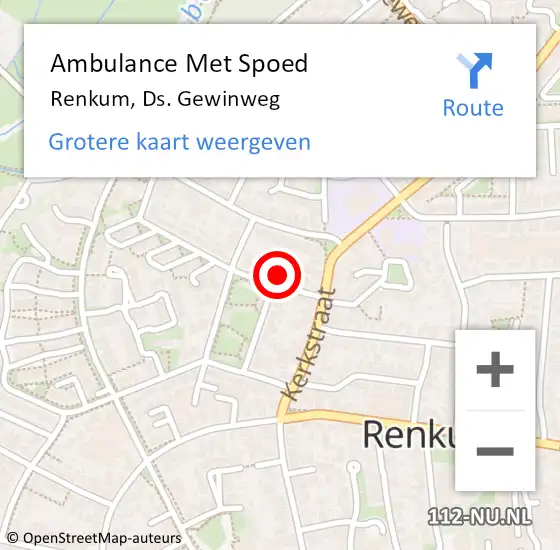 Locatie op kaart van de 112 melding: Ambulance Met Spoed Naar Renkum, Ds. Gewinweg op 17 juli 2021 15:55