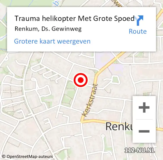 Locatie op kaart van de 112 melding: Trauma helikopter Met Grote Spoed Naar Renkum, Ds. Gewinweg op 17 juli 2021 15:57