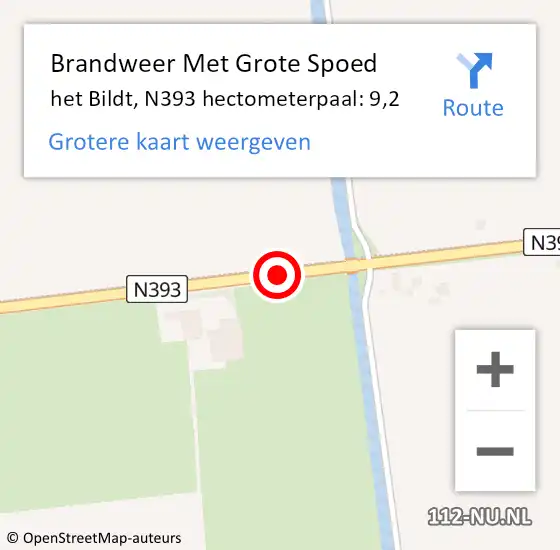 Locatie op kaart van de 112 melding: Brandweer Met Grote Spoed Naar het Bildt, N393 hectometerpaal: 9,2 op 17 juli 2021 16:04