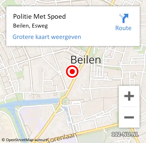 Locatie op kaart van de 112 melding: Politie Met Spoed Naar Beilen, Esweg op 17 juli 2021 16:07