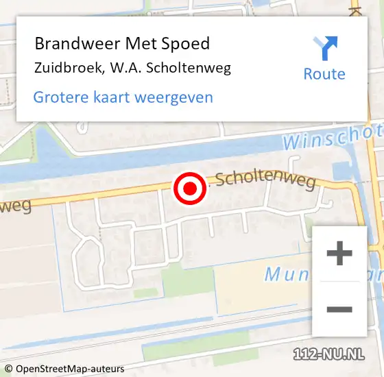 Locatie op kaart van de 112 melding: Brandweer Met Spoed Naar Zuidbroek, W.A. Scholtenweg op 17 juli 2021 16:15