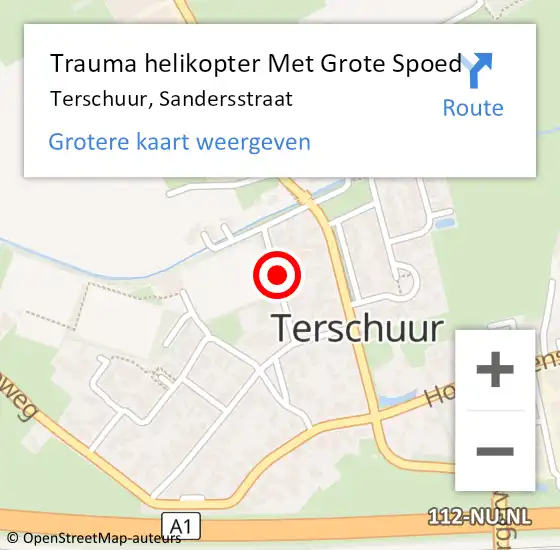 Locatie op kaart van de 112 melding: Trauma helikopter Met Grote Spoed Naar Terschuur, Sandersstraat op 17 juli 2021 16:25