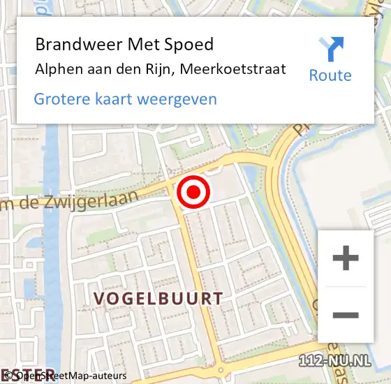 Locatie op kaart van de 112 melding: Brandweer Met Spoed Naar Alphen aan den Rijn, Meerkoetstraat op 17 juli 2021 16:54