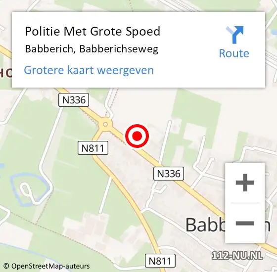 Locatie op kaart van de 112 melding: Politie Met Grote Spoed Naar Babberich, Babberichseweg op 17 juli 2021 17:08