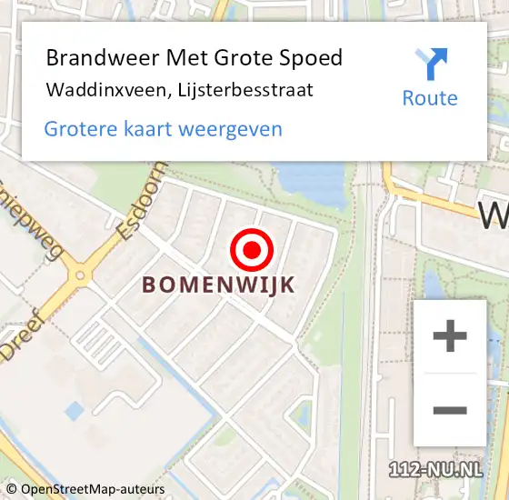 Locatie op kaart van de 112 melding: Brandweer Met Grote Spoed Naar Waddinxveen, Lijsterbesstraat op 17 juli 2021 17:30