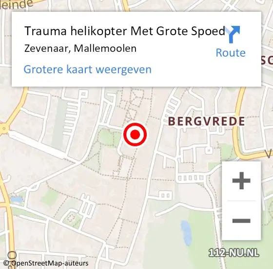 Locatie op kaart van de 112 melding: Trauma helikopter Met Grote Spoed Naar Zevenaar, Mallemoolen op 17 juli 2021 17:37