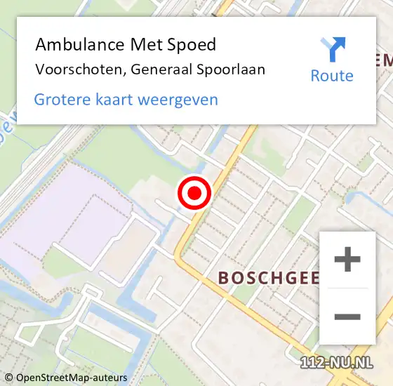 Locatie op kaart van de 112 melding: Ambulance Met Spoed Naar Voorschoten, Generaal Spoorlaan op 17 juli 2021 17:49