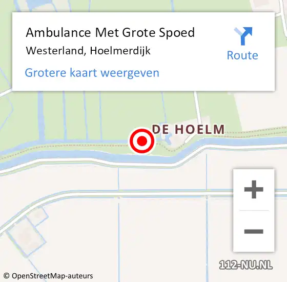 Locatie op kaart van de 112 melding: Ambulance Met Grote Spoed Naar Westerland, Hoelmerdijk op 17 juli 2021 17:50