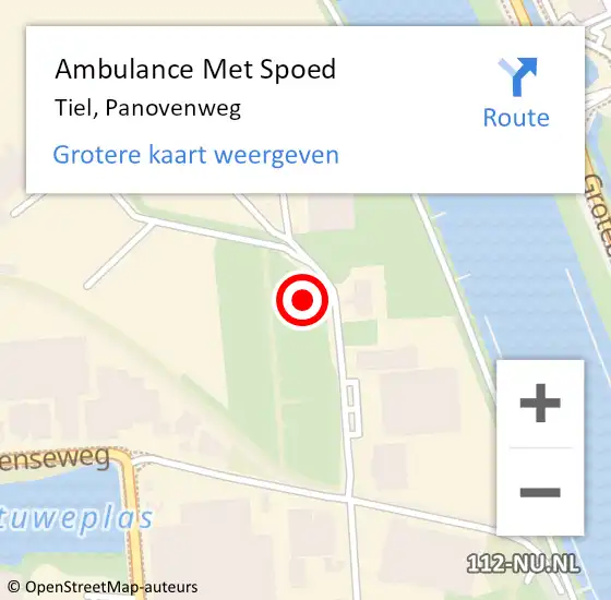 Locatie op kaart van de 112 melding: Ambulance Met Spoed Naar Tiel, Panovenweg op 17 juli 2021 17:52