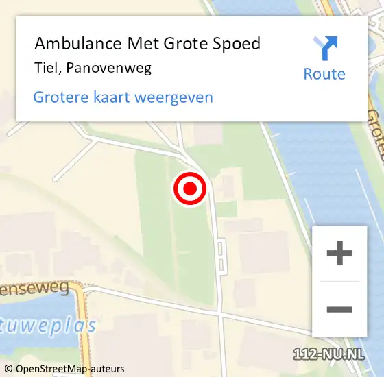 Locatie op kaart van de 112 melding: Ambulance Met Grote Spoed Naar Tiel, Panovenweg op 17 juli 2021 18:02