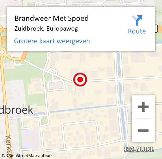 Locatie op kaart van de 112 melding: Brandweer Met Spoed Naar Zuidbroek, Europaweg op 17 juli 2021 18:05