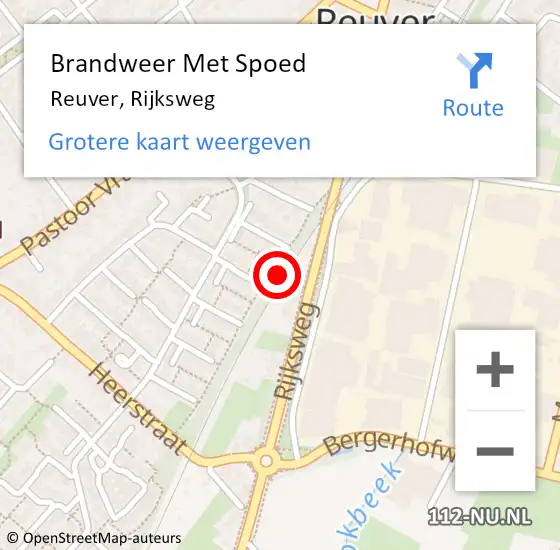 Locatie op kaart van de 112 melding: Brandweer Met Spoed Naar Reuver, Rijksweg op 17 juli 2021 18:06