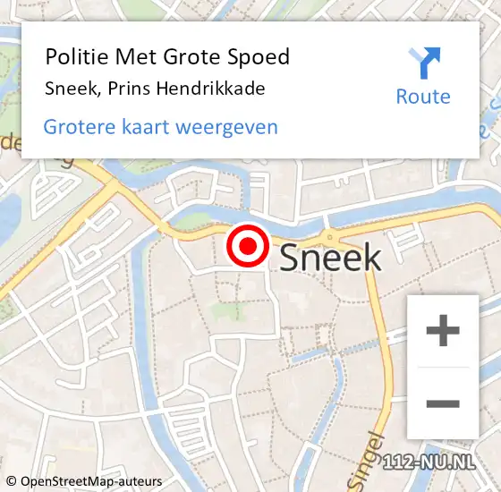 Locatie op kaart van de 112 melding: Politie Met Grote Spoed Naar Sneek, Prins Hendrikkade op 17 juli 2021 18:08