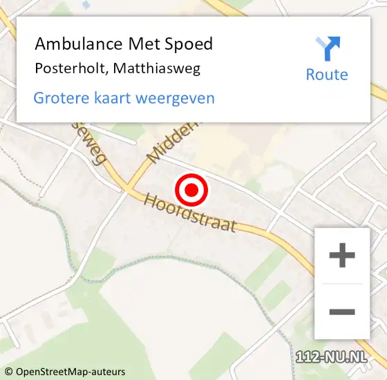 Locatie op kaart van de 112 melding: Ambulance Met Spoed Naar Posterholt, Matthiasweg op 17 juli 2021 18:24