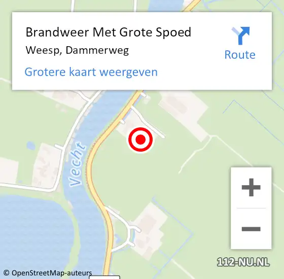 Locatie op kaart van de 112 melding: Brandweer Met Grote Spoed Naar Weesp, Dammerweg op 17 juli 2021 18:25