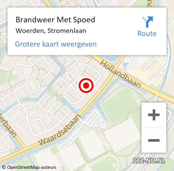 Locatie op kaart van de 112 melding: Brandweer Met Spoed Naar Woerden, Stromenlaan op 17 juli 2021 18:27