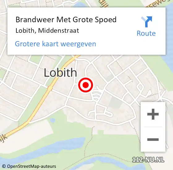 Locatie op kaart van de 112 melding: Brandweer Met Grote Spoed Naar Lobith, Middenstraat op 17 juli 2021 18:36