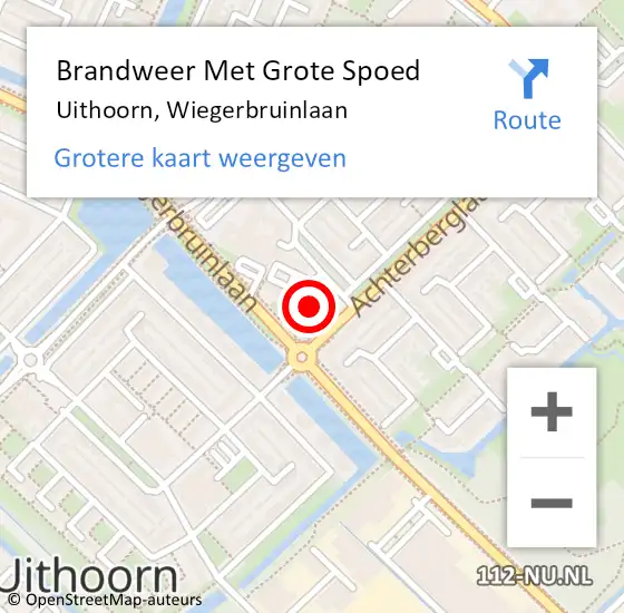 Locatie op kaart van de 112 melding: Brandweer Met Grote Spoed Naar Uithoorn, Wiegerbruinlaan op 17 juli 2021 18:44