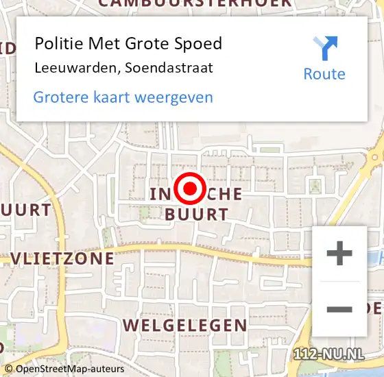 Locatie op kaart van de 112 melding: Politie Met Grote Spoed Naar Leeuwarden, Soendastraat op 17 juli 2021 19:17