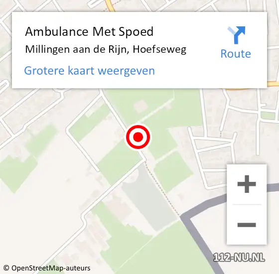 Locatie op kaart van de 112 melding: Ambulance Met Spoed Naar Millingen aan de Rijn, Hoefseweg op 17 juli 2021 19:18