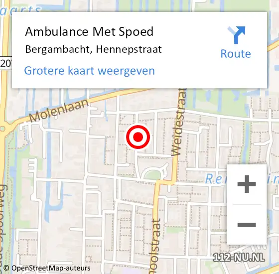 Locatie op kaart van de 112 melding: Ambulance Met Spoed Naar Bergambacht, Hennepstraat op 17 juli 2021 19:24