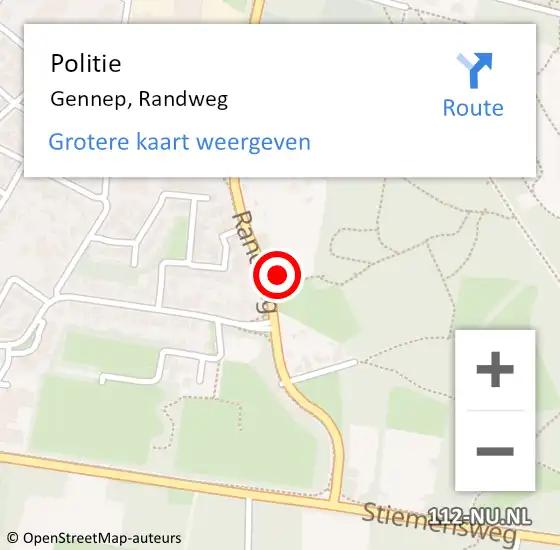 Locatie op kaart van de 112 melding: Politie Gennep, Randweg op 17 juli 2021 19:24