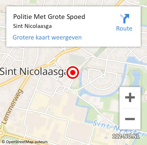 Locatie op kaart van de 112 melding: Politie Met Grote Spoed Naar Sint Nicolaasga op 17 juli 2021 19:25