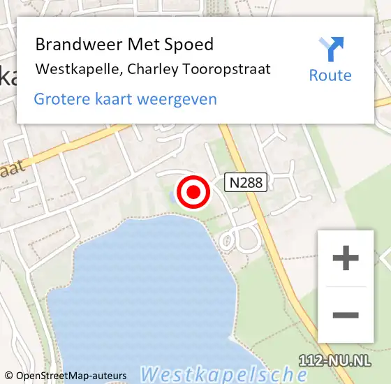 Locatie op kaart van de 112 melding: Brandweer Met Spoed Naar Westkapelle, Charley Tooropstraat op 17 juli 2021 19:34