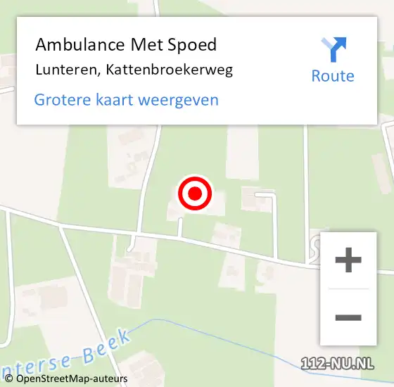 Locatie op kaart van de 112 melding: Ambulance Met Spoed Naar Lunteren, Kattenbroekerweg op 17 juli 2021 19:47