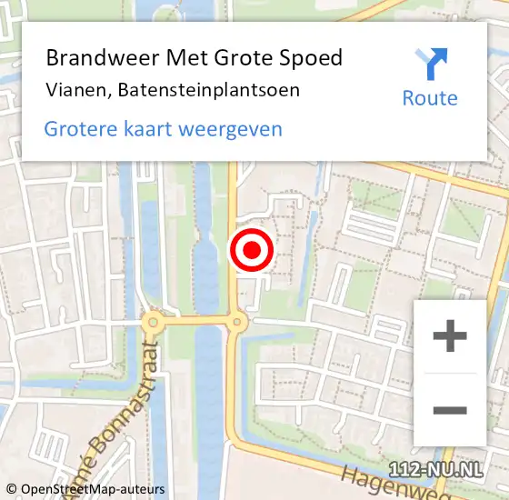 Locatie op kaart van de 112 melding: Brandweer Met Grote Spoed Naar Vianen, Batensteinplantsoen op 17 juli 2021 19:51