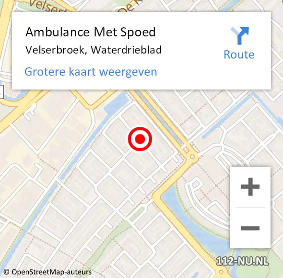 Locatie op kaart van de 112 melding: Ambulance Met Spoed Naar Velserbroek, Waterdrieblad op 17 juli 2021 20:06