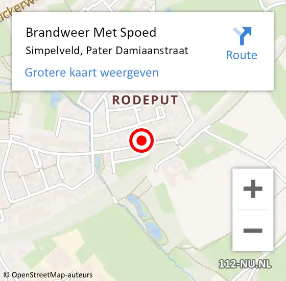 Locatie op kaart van de 112 melding: Brandweer Met Spoed Naar Simpelveld, Pater Damiaanstraat op 17 juli 2021 20:13