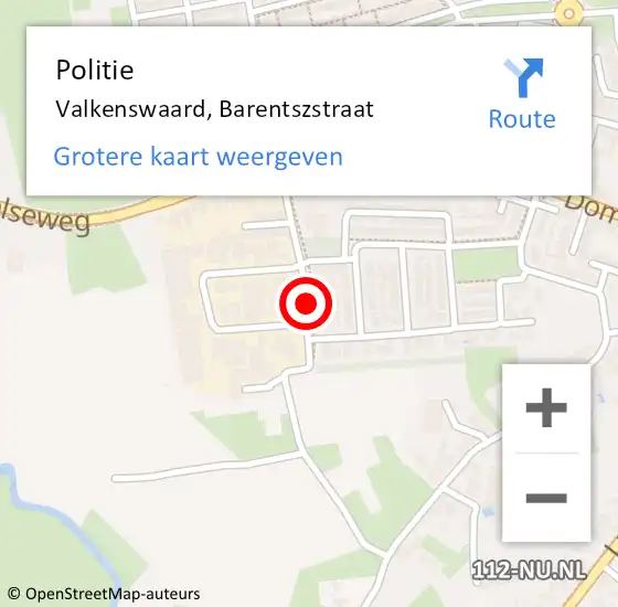 Locatie op kaart van de 112 melding: Politie Valkenswaard, Barentszstraat op 17 juli 2021 20:15