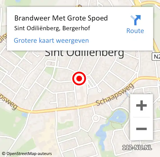 Locatie op kaart van de 112 melding: Brandweer Met Grote Spoed Naar Sint Odiliënberg, Bergerhof op 17 juli 2021 20:23