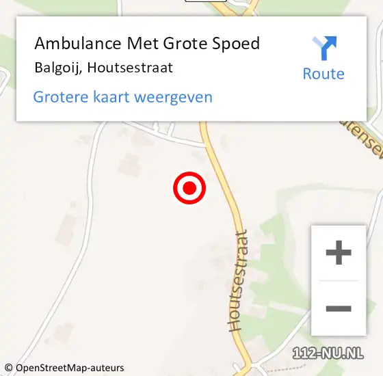 Locatie op kaart van de 112 melding: Ambulance Met Grote Spoed Naar Balgoij, Houtsestraat op 17 juli 2021 20:36
