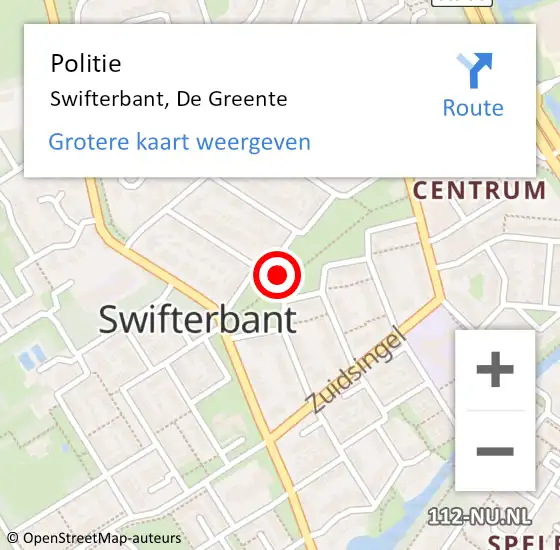 Locatie op kaart van de 112 melding: Politie Swifterbant, De Greente op 17 juli 2021 20:42