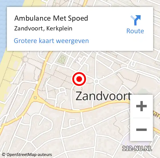 Locatie op kaart van de 112 melding: Ambulance Met Spoed Naar Zandvoort, Kerkplein op 17 juli 2021 20:59