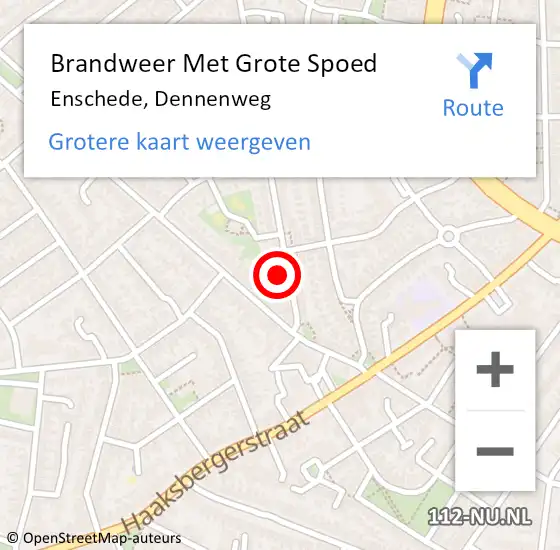 Locatie op kaart van de 112 melding: Brandweer Met Grote Spoed Naar Enschede, Dennenweg op 17 juli 2021 21:06