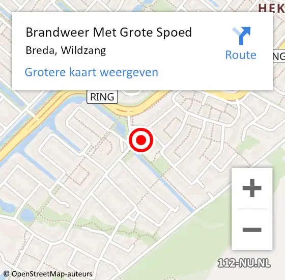 Locatie op kaart van de 112 melding: Brandweer Met Grote Spoed Naar Breda, Wildzang op 17 juli 2021 21:07