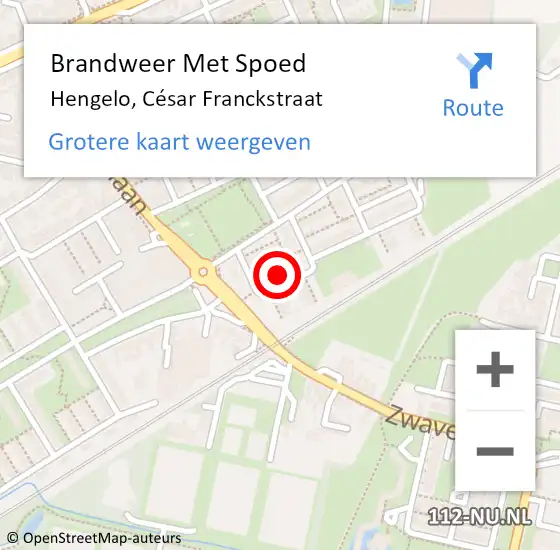 Locatie op kaart van de 112 melding: Brandweer Met Spoed Naar Hengelo, César Franckstraat op 17 juli 2021 21:09