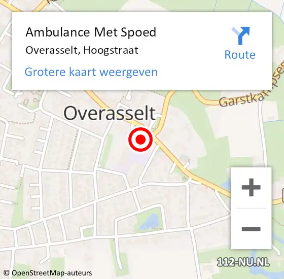 Locatie op kaart van de 112 melding: Ambulance Met Spoed Naar Overasselt, Hoogstraat op 17 juli 2021 21:15