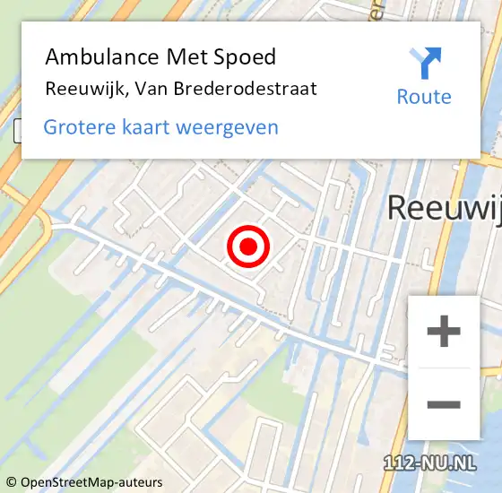 Locatie op kaart van de 112 melding: Ambulance Met Spoed Naar Reeuwijk, Van Brederodestraat op 17 juli 2021 21:26
